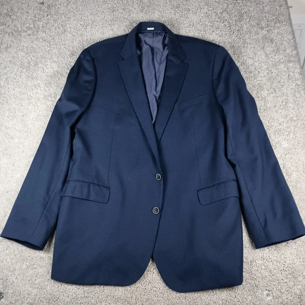 Joseph Abboud Heritage Blazer 54 XL Mens Navy Blue Angelico Super 100s Wool Slim - Picture 2 of 16
